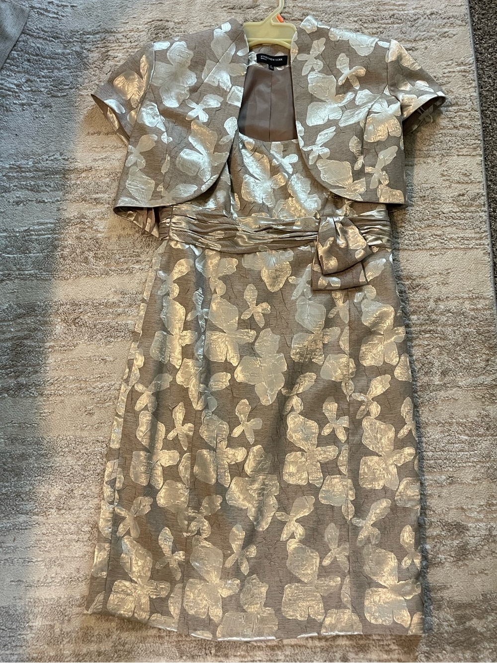 Jones New York Metallic Floral Midi Dress with Jacket